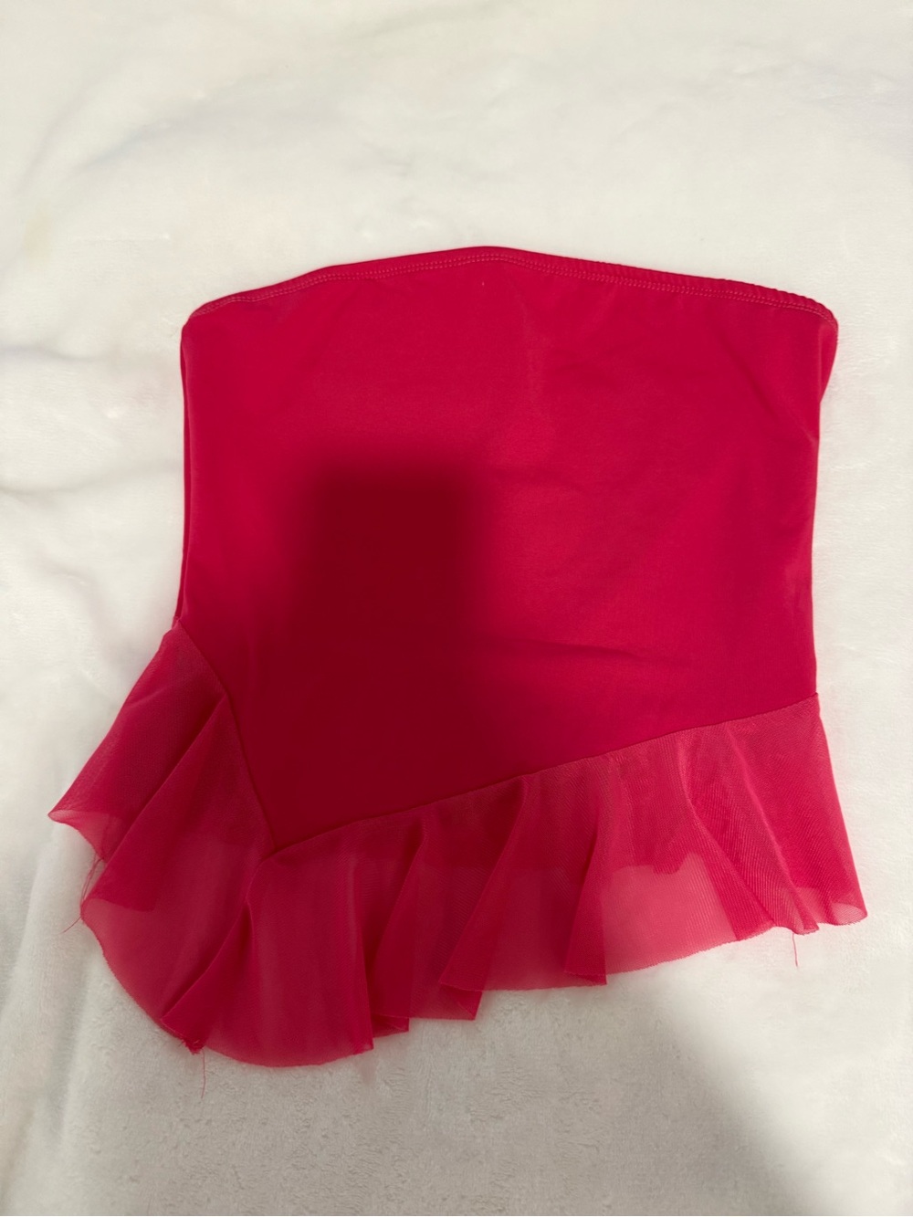 Strapless Ruffle Hem Tube Top - Hot Pink